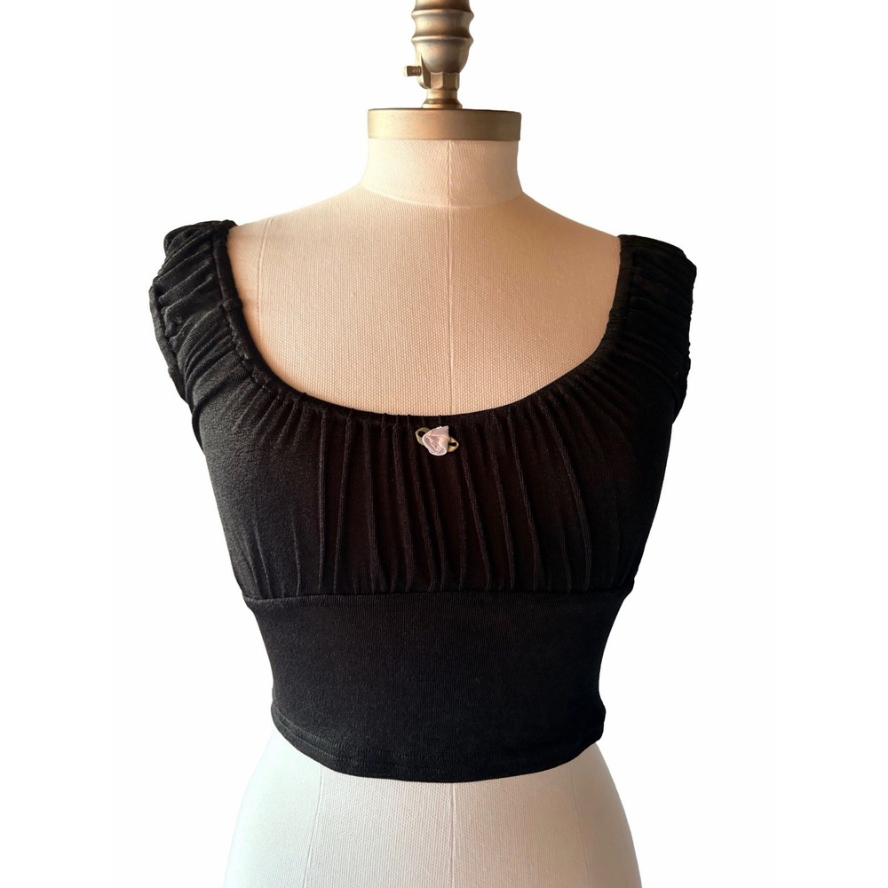 Verge Girl Classic Crop Top With Rosebud Trim Women's Size 8 NWT